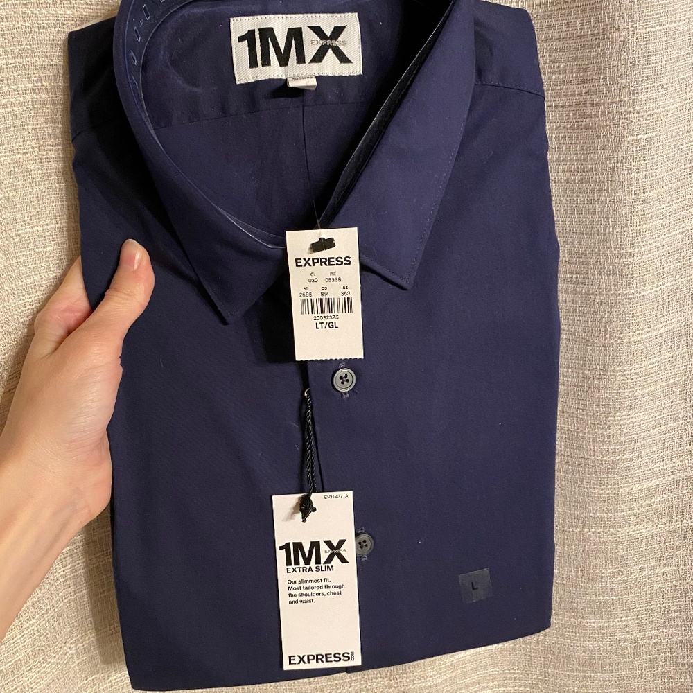 Express Men’s Tall Button Up Shirt in Navy